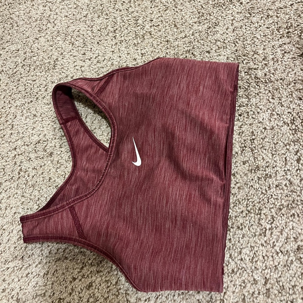 Nike Maroon Sports Bra with Removable Pad Small